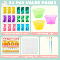 34-Piece Easter Egg Dye DIY Kit for Kids' Activities & Parties