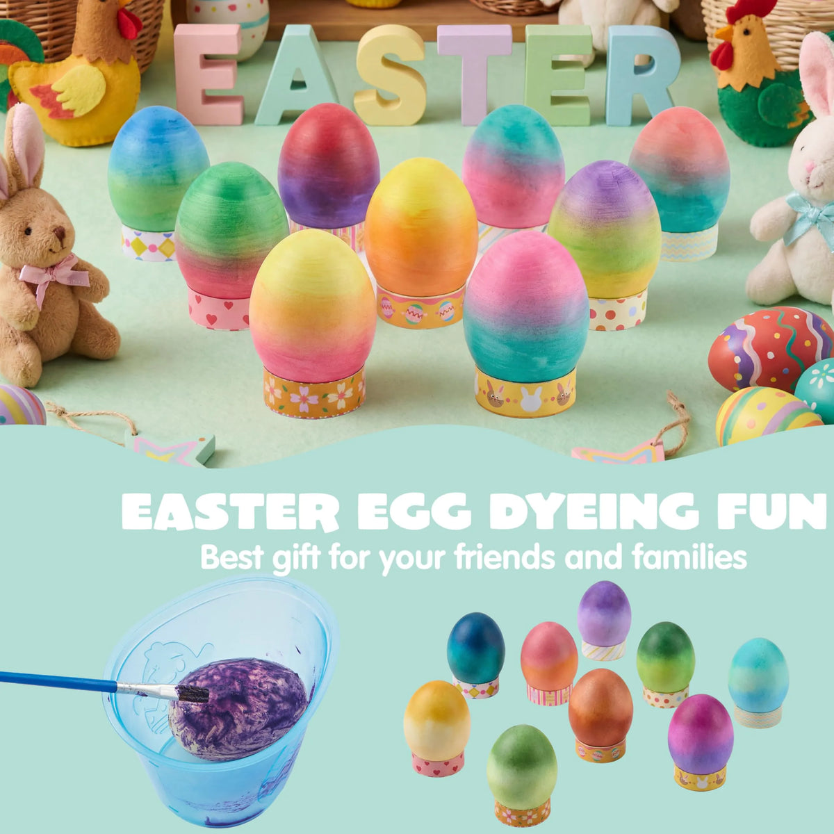 35-Piece Rainbow Easter Egg Dye DIY Kit for Kids Activities & Party