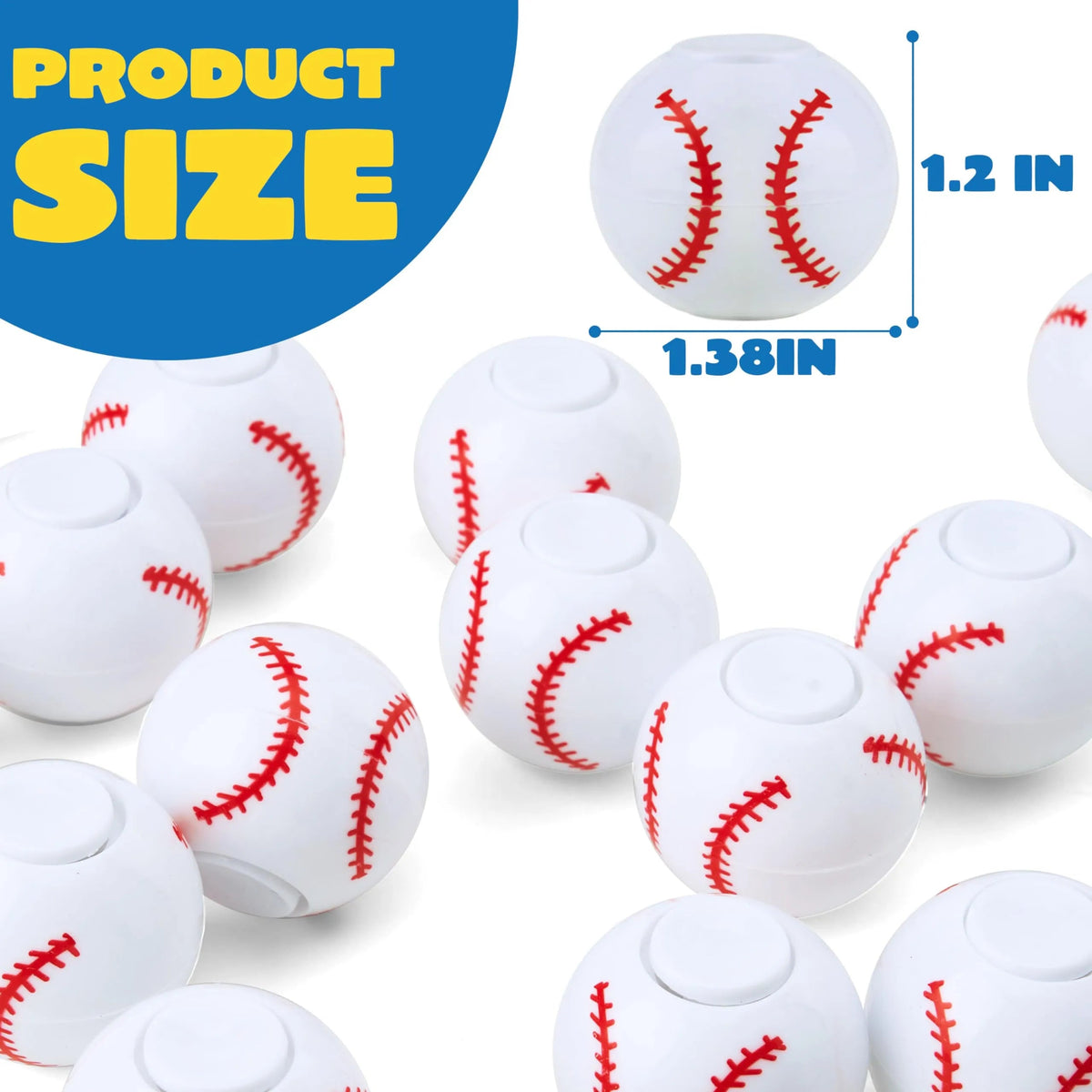 36 Pack Baseball Fidget Spinners for Kids - Party Favors & Toys