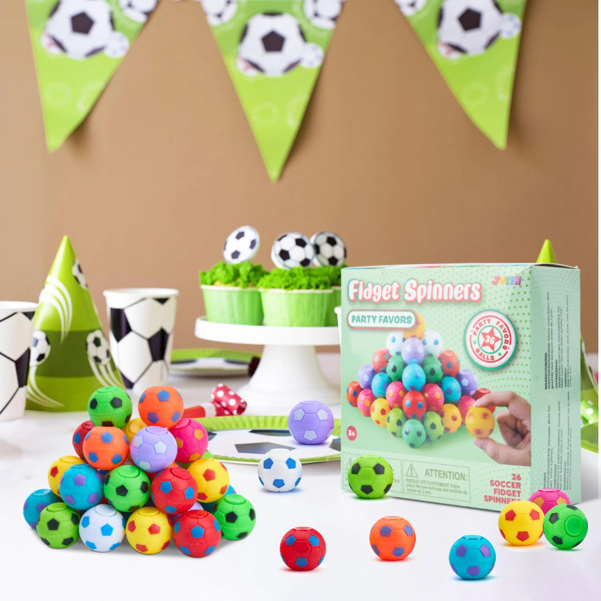 36 Pack Soccer Fidget Spinners - Kids Soccer Party Favors & Fidget Toys Bulk