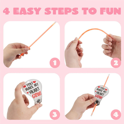 36 Neon Valentine's Day Gift Cards with Glow Sticks and Glow Necklaces