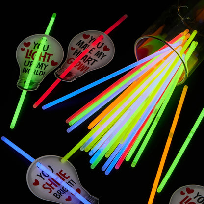 36 Neon Valentine's Day Gift Cards with Glow Sticks and Glow Necklaces