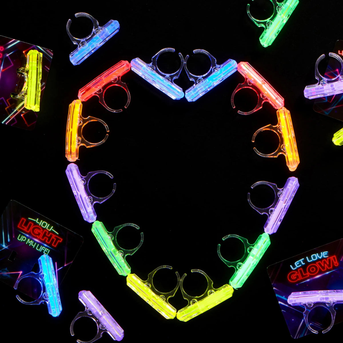 36 Pack Valentine's Day Cards with Glow-in-the-Dark Rings