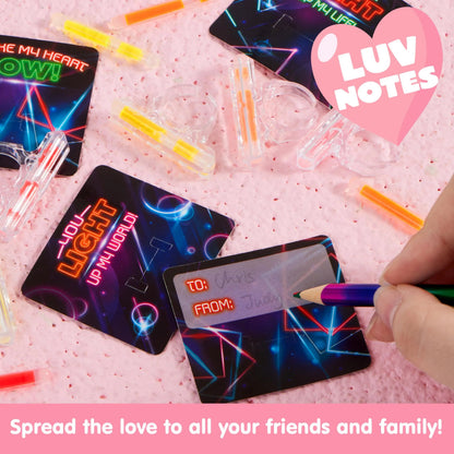 36 Pack Valentine's Day Cards with Glow-in-the-Dark Rings