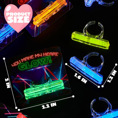 36 Pack Valentine's Day Cards with Glow-in-the-Dark Rings