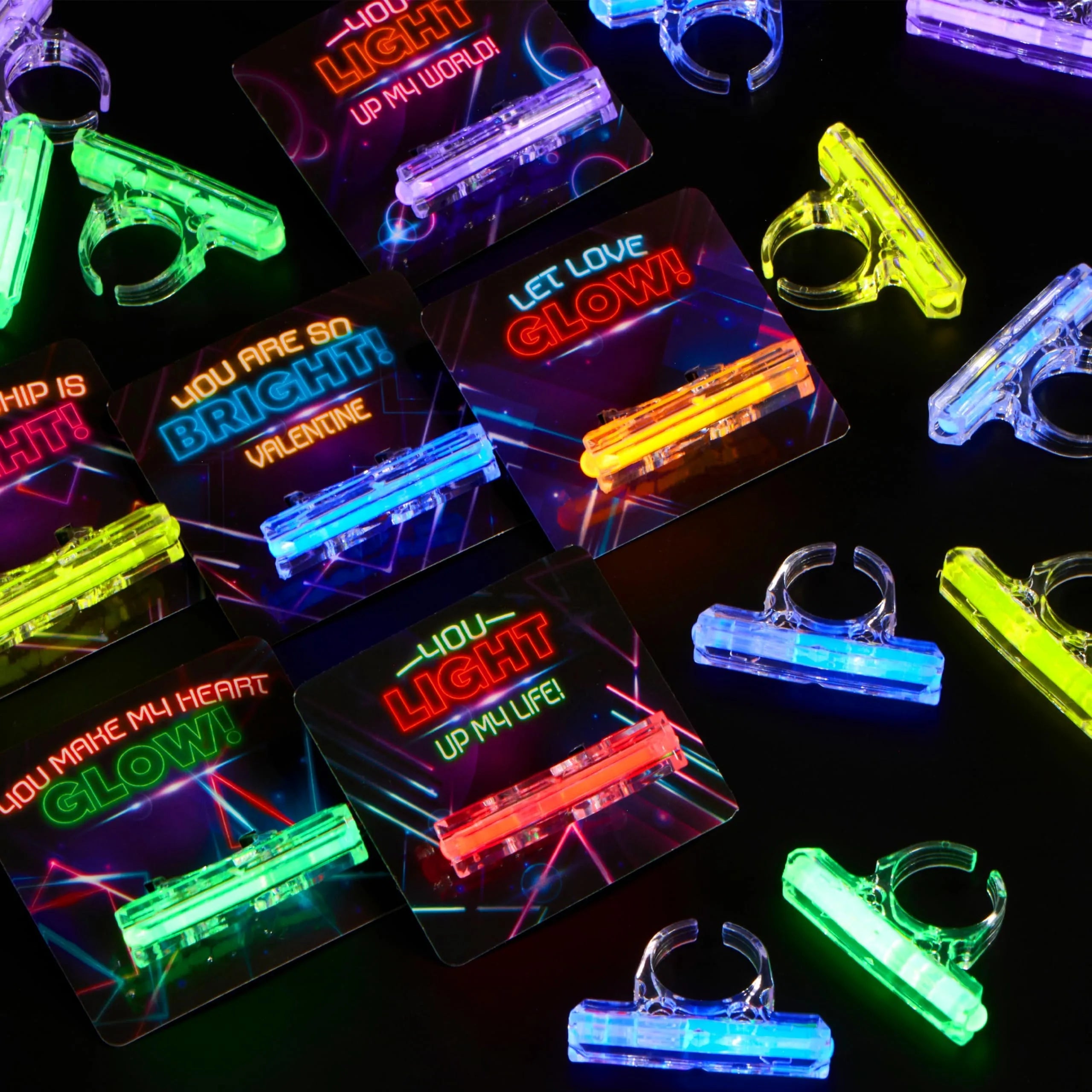 36 Pack Valentine's Day Cards with Glow-in-the-Dark Rings