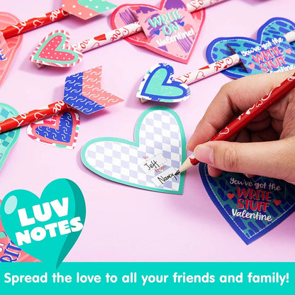 36-Pack Kids Valentine's Cards with Cupid's Arrow Pencils - Classroom Exchange Gifts