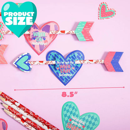 36-Pack Kids Valentine's Cards with Cupid's Arrow Pencils - Classroom Exchange Gifts