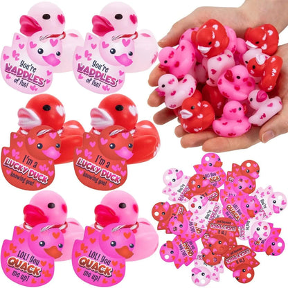 36Pcs Kids Valentine's Day Cards with Rubber Ducks - Classroom Exchange Gifts