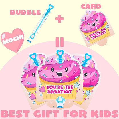 36 Unicorn Bubble Wands with Valentine's Day Cards for Kids Classroom Exchange Gifts