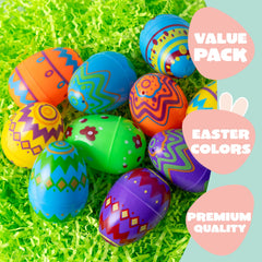 36 Pack 3.15 Inch Printed Colorful Plastic Easter Eggs for Easter Egg Hunt