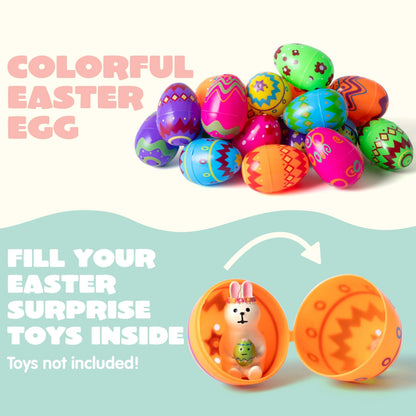 36 Pack 3.15 Inch Printed Colorful Plastic Easter Eggs for Easter Egg Hunt