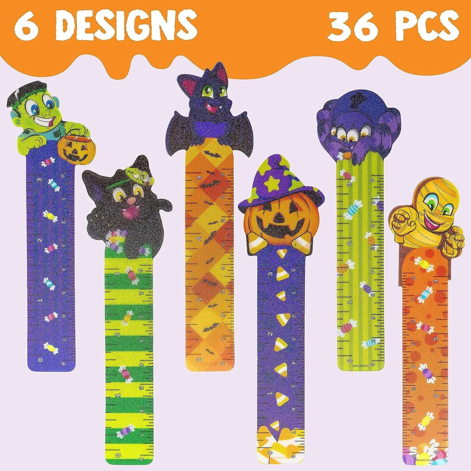 36 Halloween Bookmark Rulers, 6 Designs