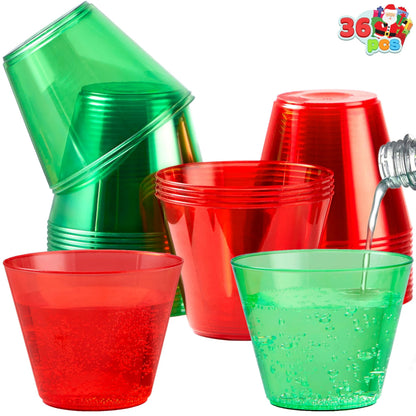 36-Pack 9 oz Christmas Red & Green Plastic Cups