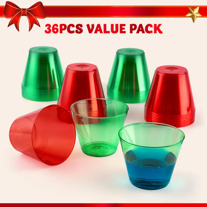 36-Pack 9 oz Christmas Red & Green Plastic Cups