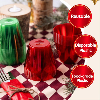 36-Pack 9 oz Christmas Red & Green Plastic Cups