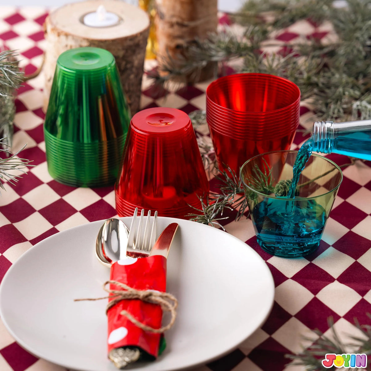 36-Pack 9 oz Christmas Red & Green Plastic Cups
