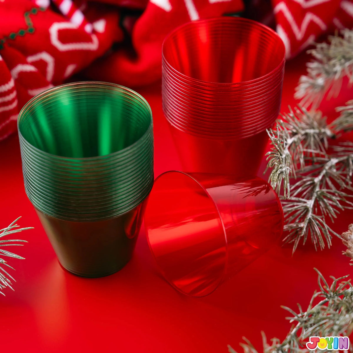 36-Pack 9 oz Christmas Red & Green Plastic Cups