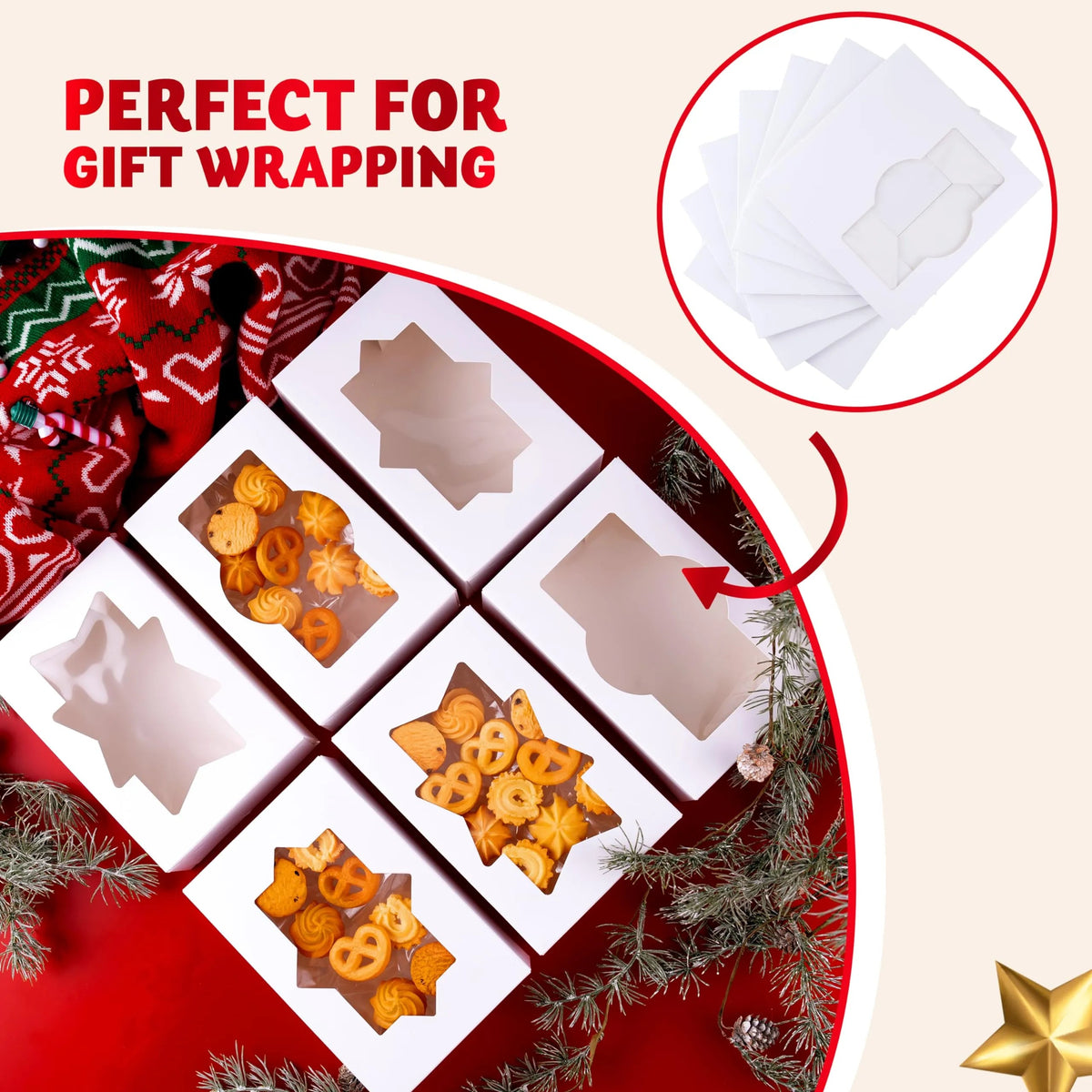 36 Pcs Plain White Christmas Cookie Boxes