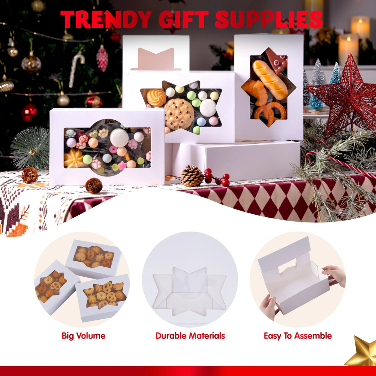 36 Pcs Plain White Christmas Cookie Boxes