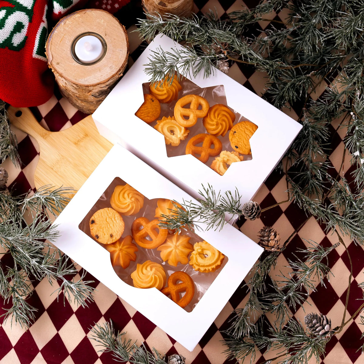 36 Pcs Plain White Christmas Cookie Boxes