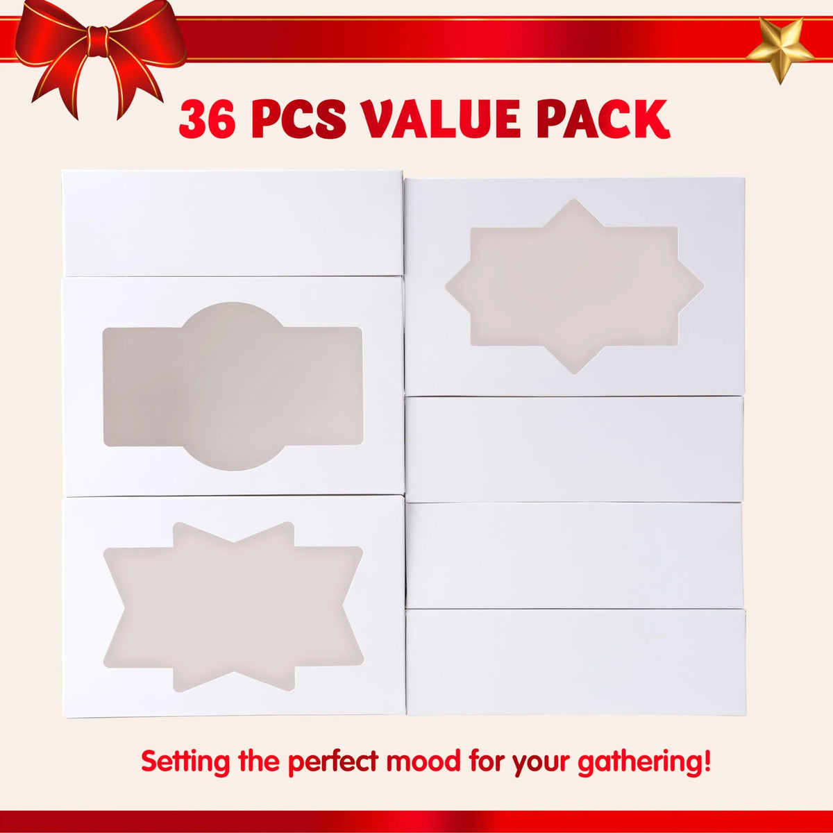 36 Pcs Plain White Christmas Cookie Boxes