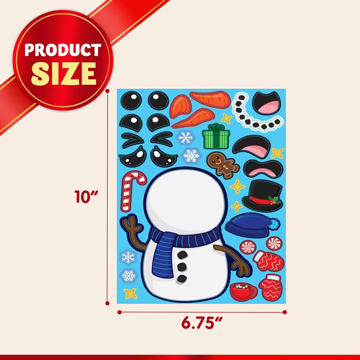 36 Pcs Christmas Make-A-Face Sticker Sheets for Kids