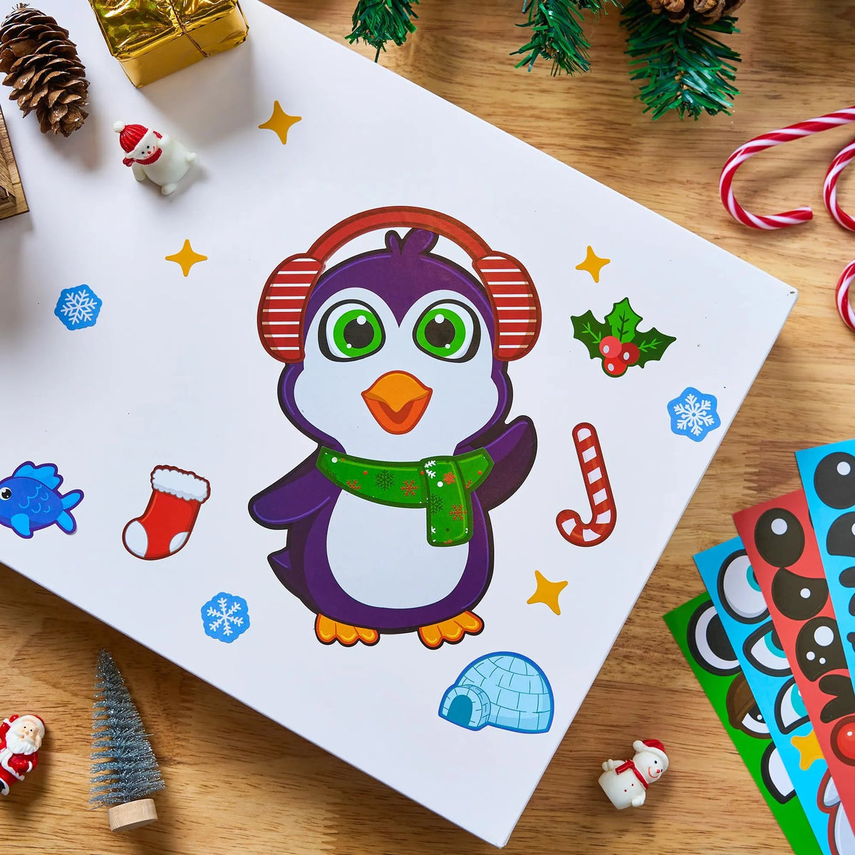 36 Pcs Christmas Make-A-Face Sticker Sheets for Kids
