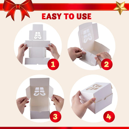 36-Pack Christmas White Bakery Boxes with Window, 4x4x2.5 Inches