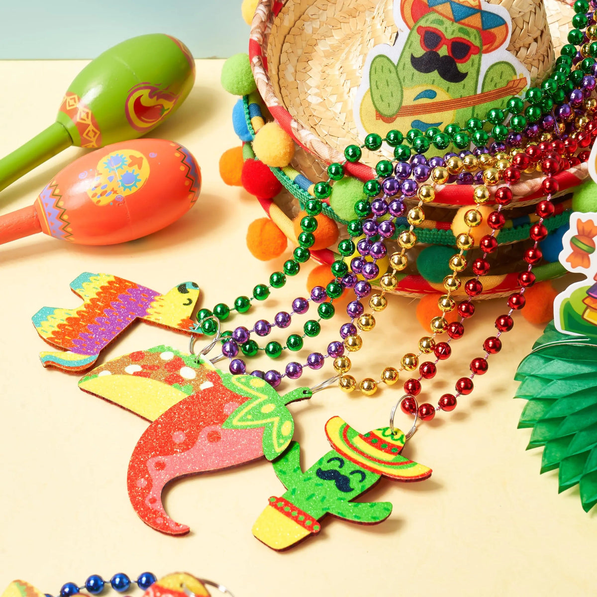 36-Pack Cinco de Mayo Beaded Necklaces for Party Decorations