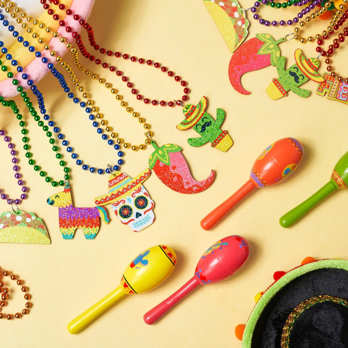 36-Pack Cinco de Mayo Beaded Necklaces for Party Decorations