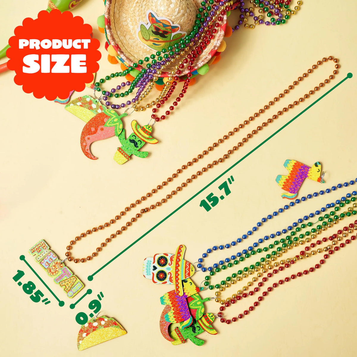 36-Pack Cinco de Mayo Beaded Necklaces for Party Decorations