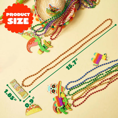36-Pack Cinco de Mayo Beaded Necklaces for Party Decorations