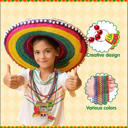 36-Pack Cinco de Mayo Beaded Necklaces for Party Decorations