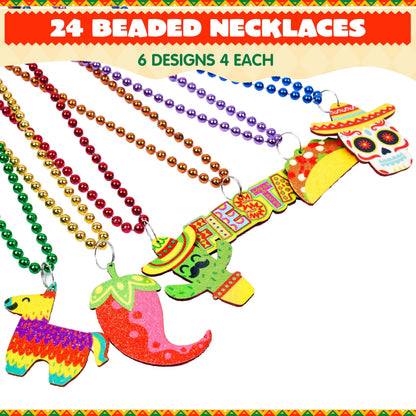 36-Pack Cinco de Mayo Beaded Necklaces for Party Decorations