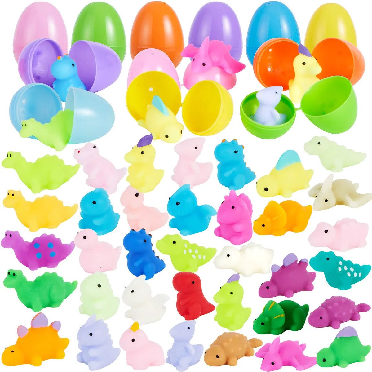 36-Pack Dinosaur Squishy Toys in Prefilled Easter Eggs