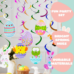36 Pcs Easter Foil Swirl Hanging Decor for Party and Home