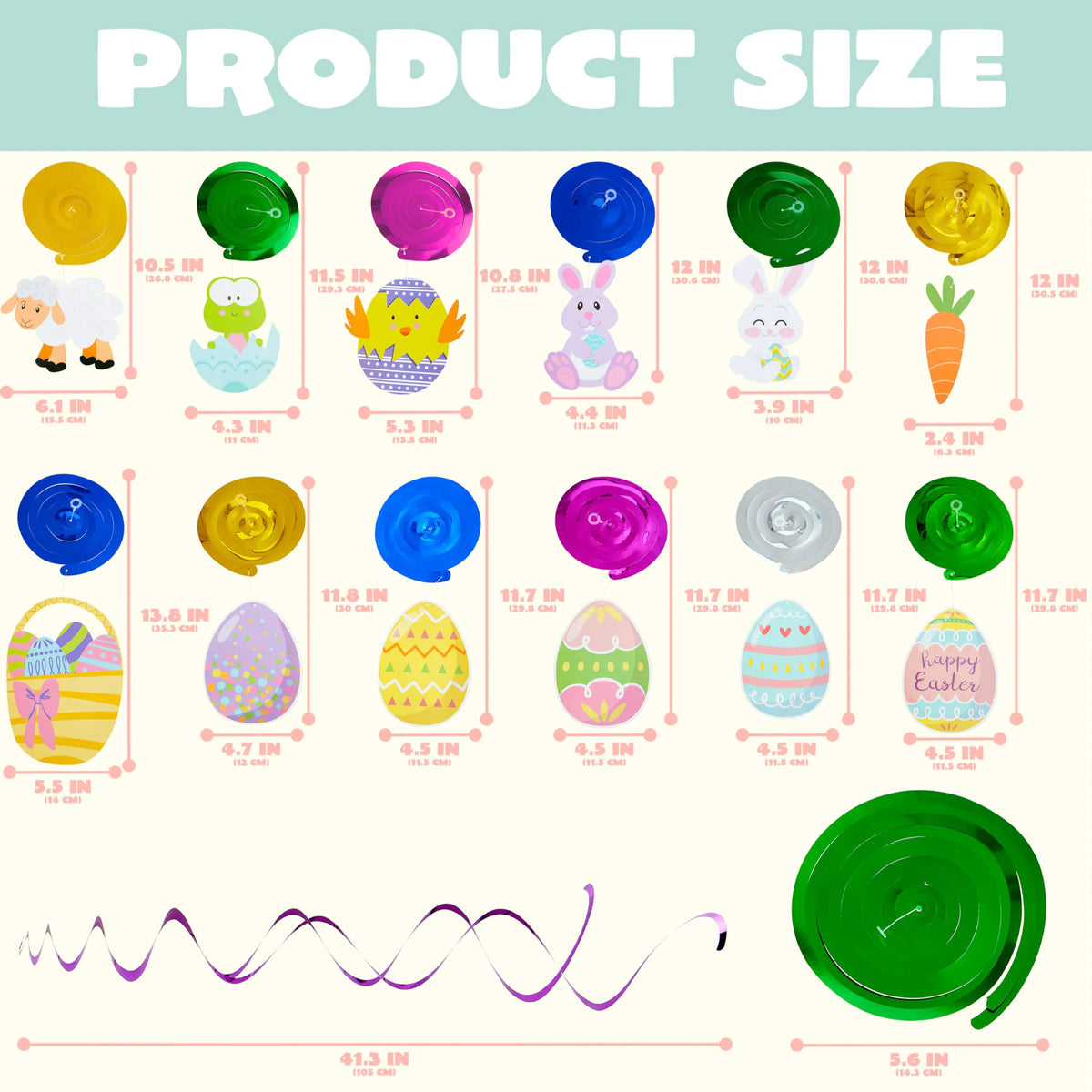 36 Pcs Easter Foil Swirl Hanging Decor for Party and Home