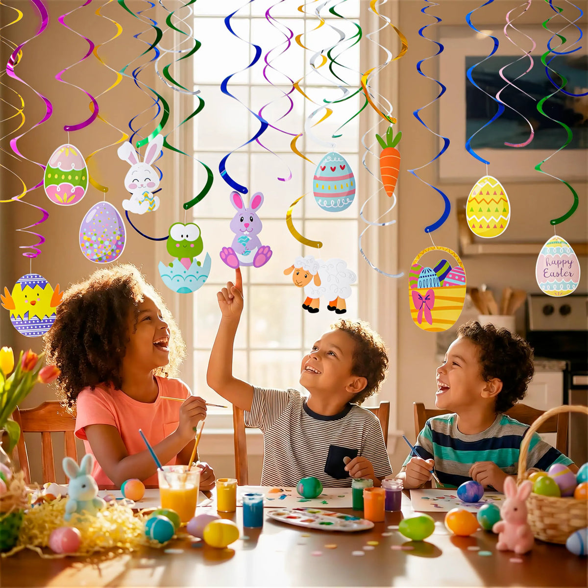 36 Pcs Easter Foil Swirl Hanging Decor for Party and Home