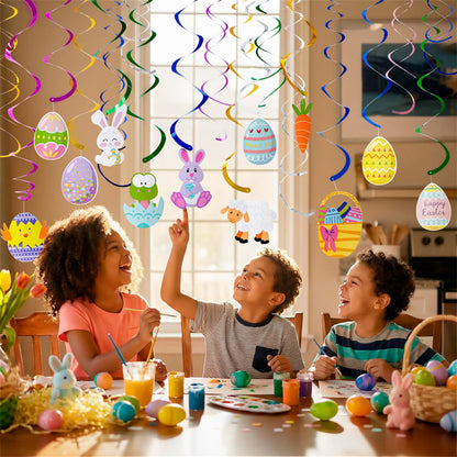 36 Pcs Easter Foil Swirl Hanging Decor for Party and Home