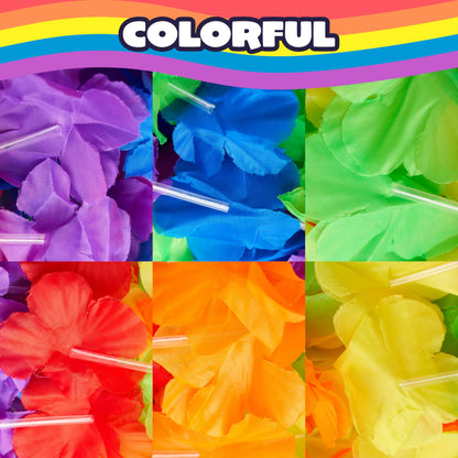 36 Rainbow Flower Leis Bulk Pride Party Necklaces