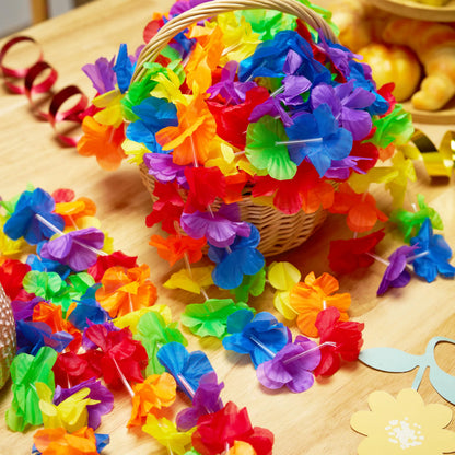 36 Rainbow Flower Leis Bulk Pride Party Necklaces