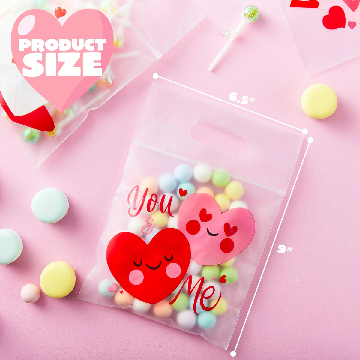 36 Pcs Valentine's Day Cellophane Gift Bags, Candy Treat Bags with 6 Designs for Kids Party Favor Supplies