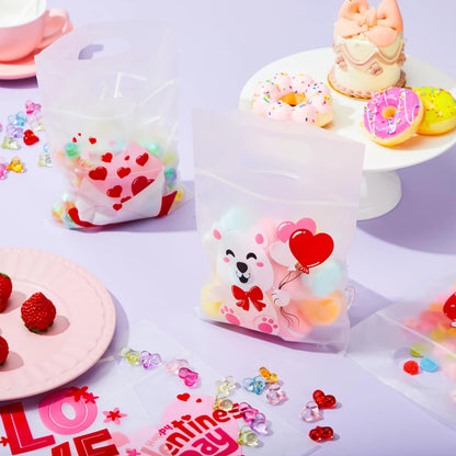 36 Pcs Valentine's Day Cellophane Gift Bags, Candy Treat Bags with 6 Designs for Kids Party Favor Supplies