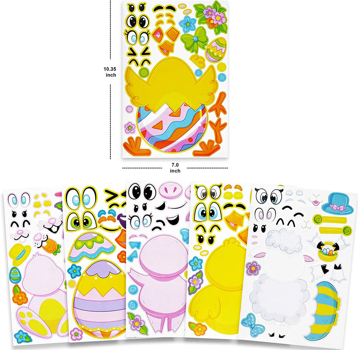 36-Pack Easter Mix & Match Make-a-Face Animal Stickers