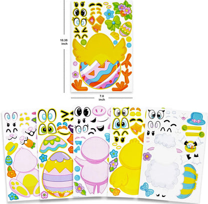 36-Pack Easter Mix & Match Make-a-Face Animal Stickers
