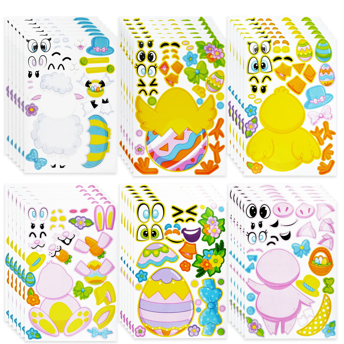 36-Pack Easter Mix & Match Make-a-Face Animal Stickers