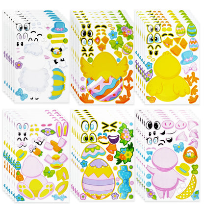 36-Pack Easter Mix & Match Make-a-Face Animal Stickers