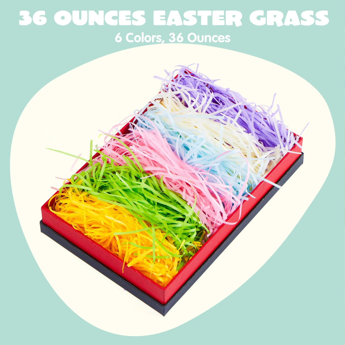 36oz (1000g) Multicolor Rainbow Easter Grass - Recyclable Paper Shred in Pastel Colors