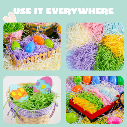 36oz (1000g) Multicolor Rainbow Easter Grass - Recyclable Paper Shred in Pastel Colors